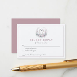 Romantisch Roos Zwaan Paar Bruiloft RSVP Kaart