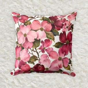 Romantisch Rose Dogwood Bloem Waterverf Patroon Kussen