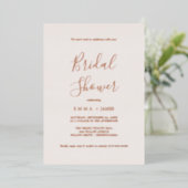 Romantisch Rose Goud Folie | Blush Bruiloftsfeest Uitnodiging (Staand Voorkant)