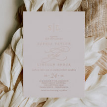 Romantisch Rose Goud Folie | Blush Monogram Huweli