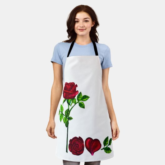 Romantisch Rose Kunst Schort – Met de Hand Geschil (Gedragen)