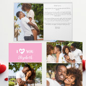 Romantisch Roze 5 foto Ik hou van je Valentijnsdag Kaart
