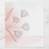 Romantisch Roze Aquarel Bloemen Wijnlabel – Favori Wijn Etiket (Enkel label)