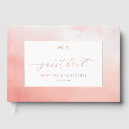 Romantisch Roze Aquarel Guestbook Gastenboek (Voorkant)