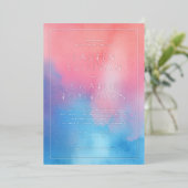 Romantisch Roze Blau Ombre Folie Uitnodiging (Staand Voorkant)