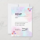 Romantisch Roze & Blauw Huwelijk RSVP Kaarten Kaartje (Voorkant)