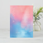 Romantisch Roze Blauw Waterverf Programmakaart (Staand voorkant)