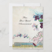 ROMANTISCH Roze Blauw Wit Bruilofts Bloemstuk Mono Kaart (Achterkant)