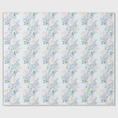 Romantisch Roze Blauwe Bloemen Vrijgezellenfeest Cadeaupapier (Vlak)