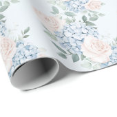 Romantisch Roze Blauwe Bloemen Vrijgezellenfeest Cadeaupapier (Rol Hoek)