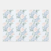 Romantisch Roze Blauwe Bloemen Vrijgezellenfeest Inpakpapier Vel (Voorkant 3)