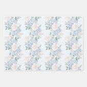 Romantisch Roze Blauwe Bloemen Vrijgezellenfeest Inpakpapier Vel (Voorkant)