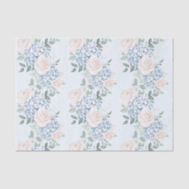 Romantisch Roze Blauwe Bloemen Vrijgezellenfeest Tissuepapier