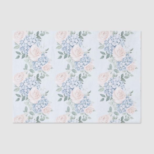 Romantisch Roze Blauwe Bloemen Vrijgezellenfeest Tissuepapier (Voorkant)