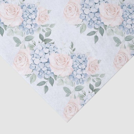 Romantisch Roze Blauwe Bloemen Vrijgezellenfeest Tissuepapier (Detail)