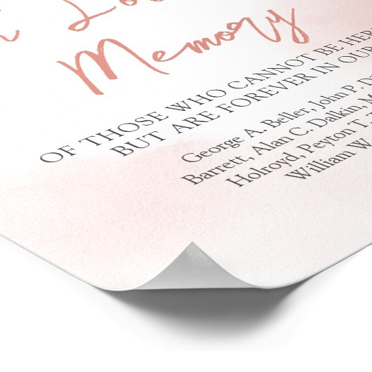 Romantisch roze bloem in liefdevol herinnering bor poster (Hoek)