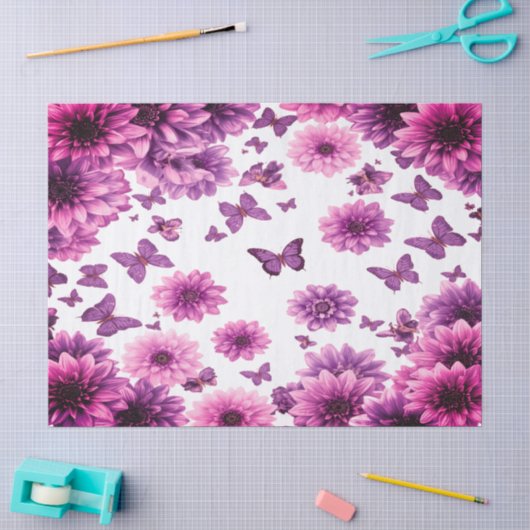 Romantisch Roze Bloem Tissuepapier (Craft)