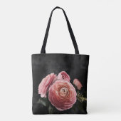 Romantisch roze bloemboeket op zwart tote bag (Achterkant)