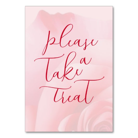 Romantisch Roze Bloemen Behandelingsbord Kaart (Voorkant)