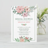 Romantisch Roze Bloemen Bruids Douche Uitnodiging (Staand voorkant)