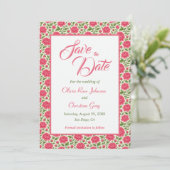 Romantisch Roze Bloemen Bruiloft Save the Date (Staand voorkant)