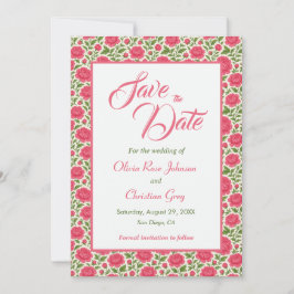 Romantisch Roze Bloemen Bruiloft Save the Date