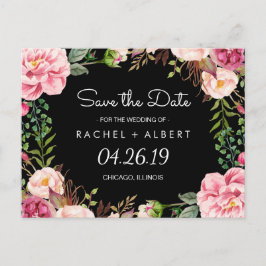 Romantisch Roze Bloemen Classy Bruiloft Save the D Aankondigingskaart