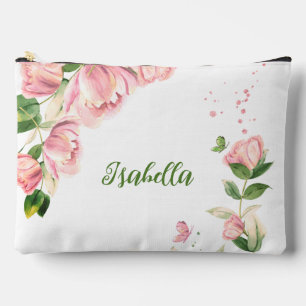Romantisch roze bloemen groen etui