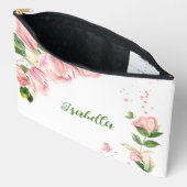 Romantisch roze bloemen groen etui (Open)