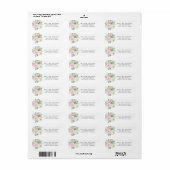 Romantisch roze bloemen retouradreslabel etiket (Full Sheet)