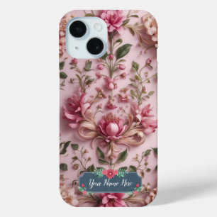Romantisch  Roze Bloemen Roos iPhone 15 Case