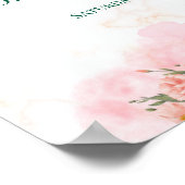 Romantisch Roze Bloemen Trouwbord Poster (Hoek)