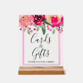 Romantisch Roze Bloemen Vrijgezellenfeest Kaarten Acryl Bord (Voorkant)