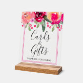 Romantisch Roze Bloemen Vrijgezellenfeest Kaarten Acryl Bord (Hoek)