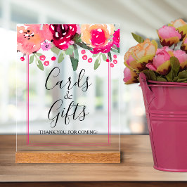 Romantisch Roze Bloemen Vrijgezellenfeest Kaarten  Acryl Bord