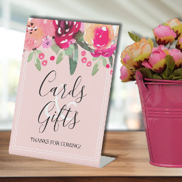 Romantisch Roze Bloemen Vrijgezellenfeest Kaarten  Reclamebord Met Voetstuk