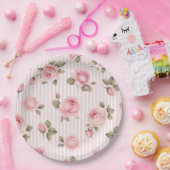 Romantisch Roze Bloemen Vrijgezellenfeest Papieren Bordje (Feest)