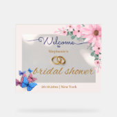 Romantisch Roze Bloemen vrijgezellenfeest Welkom p Acryl Bord (Voorkant)