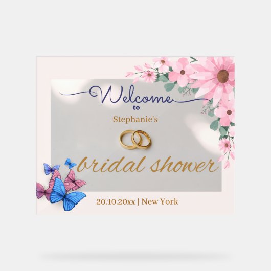 Romantisch Roze Bloemen vrijgezellenfeest Welkom p Acryl Bord (Voorkant)