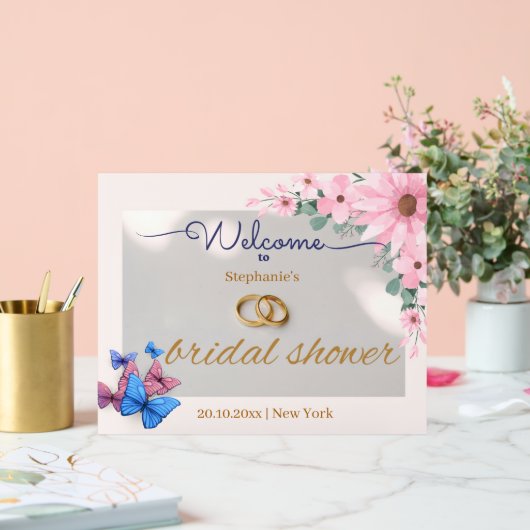 Romantisch Roze Bloemen vrijgezellenfeest Welkom p Acryl Bord (Huwelijk)