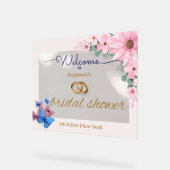 Romantisch Roze Bloemen vrijgezellenfeest Welkom p Acryl Bord (Hoek)