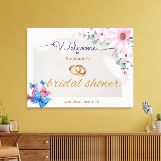 Romantisch Roze Bloemen vrijgezellenfeest Welkom p Canvas Afdruk (Insitu (Woonkamer))