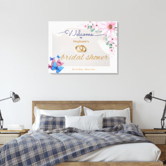 Romantisch Roze Bloemen vrijgezellenfeest Welkom p Canvas Afdruk