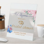 Romantisch Roze Bloemen vrijgezellenfeest Welkom p Reclamebord Met Voetstuk (Insitu)