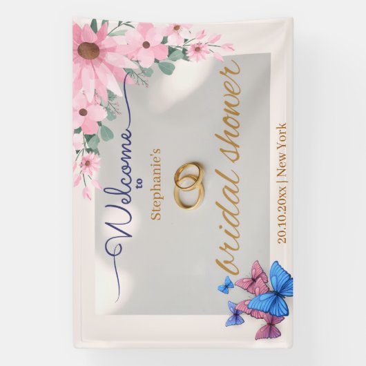 Romantisch Roze Bloemen vrijgezellenfeest Welkom p Spandoek (Verticaal)