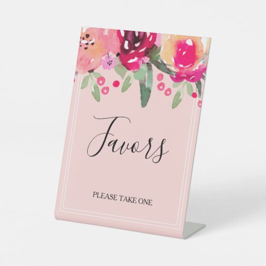 Romantisch roze bloemenspel Vrijgezellenfeest guns Reclamebord Met Voetstuk (Voorkant)