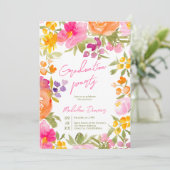  romantisch roze bloemig 3 foto's afstuderen kaart (Staand voorkant)