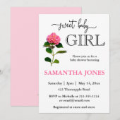 Romantisch roze bloemig botanisch baby shower kaart (Voorkant / Achterkant)