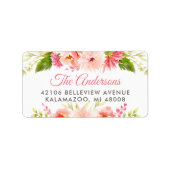Romantisch Roze Bloemig Trouwadres Etiket (Voorkant)