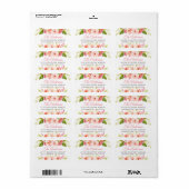 Romantisch Roze Bloemig Trouwadres Etiket (Full Sheet)